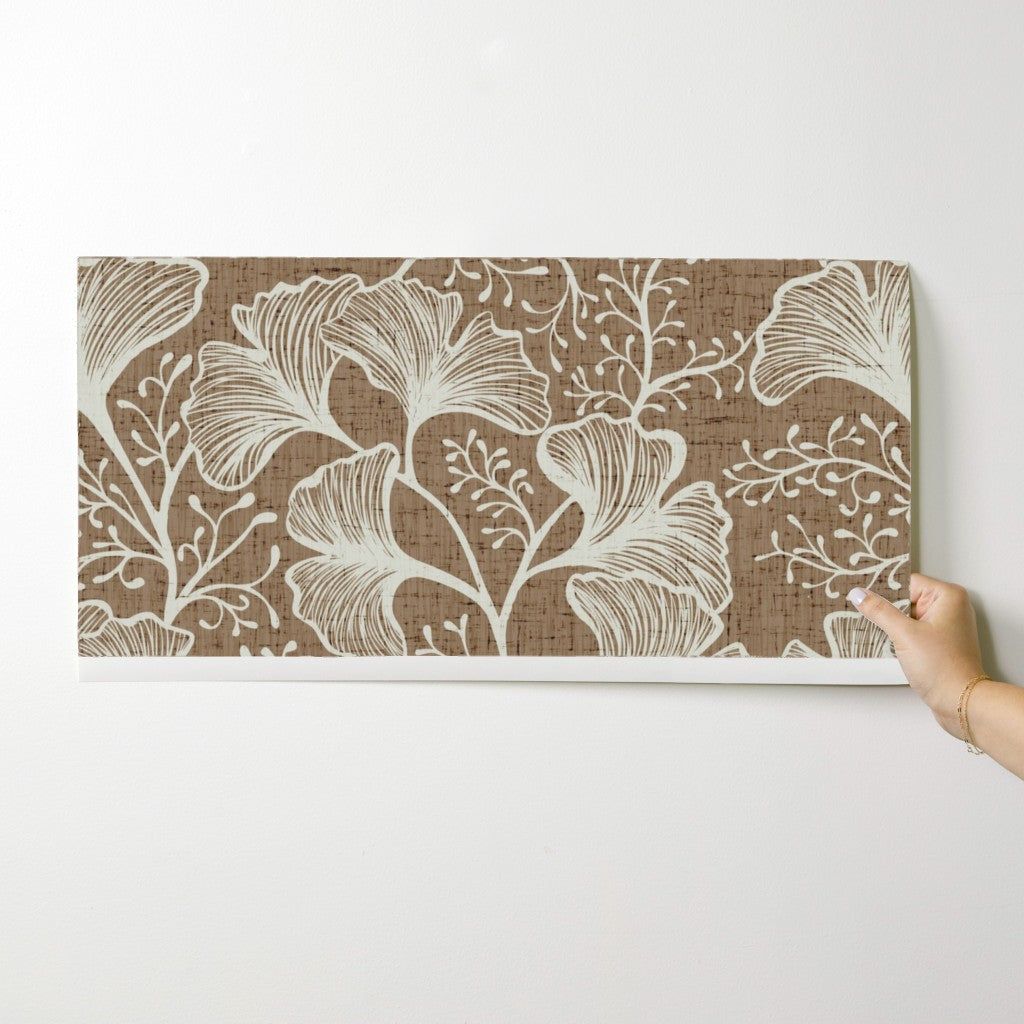 Japandi Botanical Ginkgo Leaf Wallpaper: Modern Zen Wall Mural – Peel and Stick, Removable, Traditional & Vinyl Options