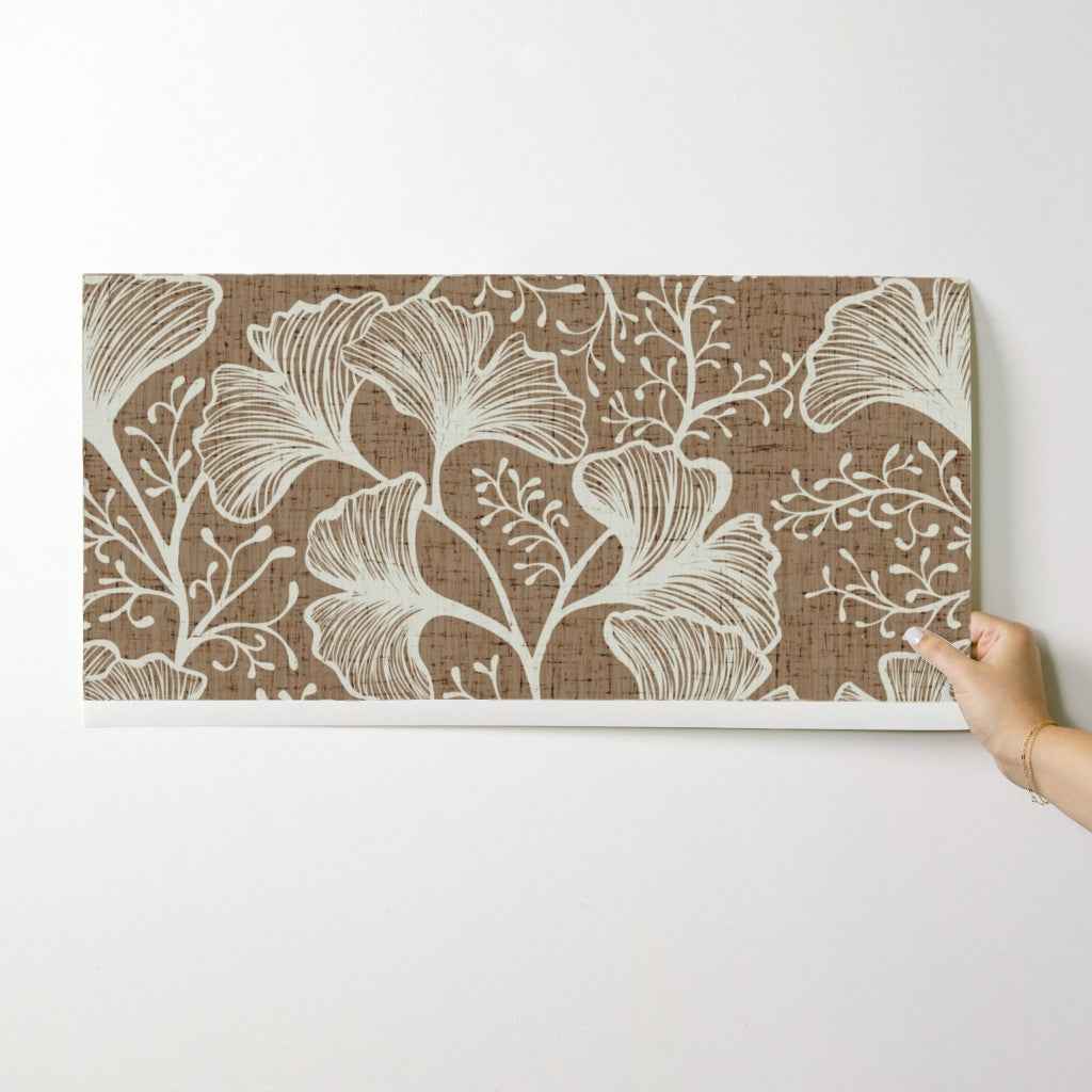 Japandi Botanical Ginkgo Wallpaper: Modern Zen Wall Mural – Peel and Stick, Removable, Traditional & Vinyl Options