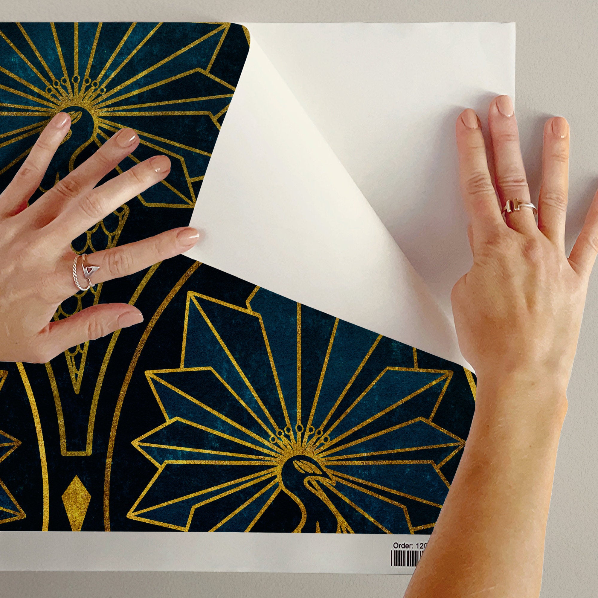 Art Deco Peacock Wallpaper: Gold and Silver 1920s Gatsby Deisgn