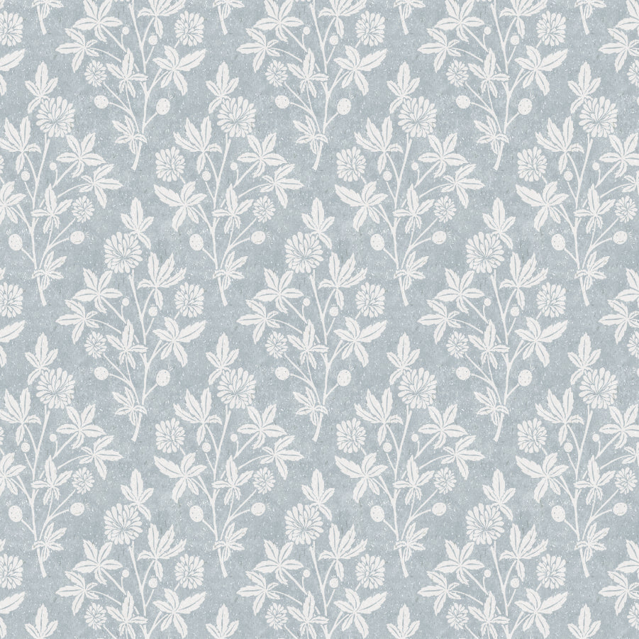 Block Print Floral Wallpaper: Classic Vintage Botanical Farmhouse Pattern