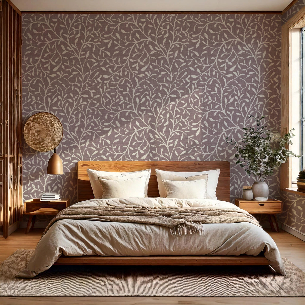 Botanical Leaf Wallpaper – Modern Foliage Design for Calm Interiors