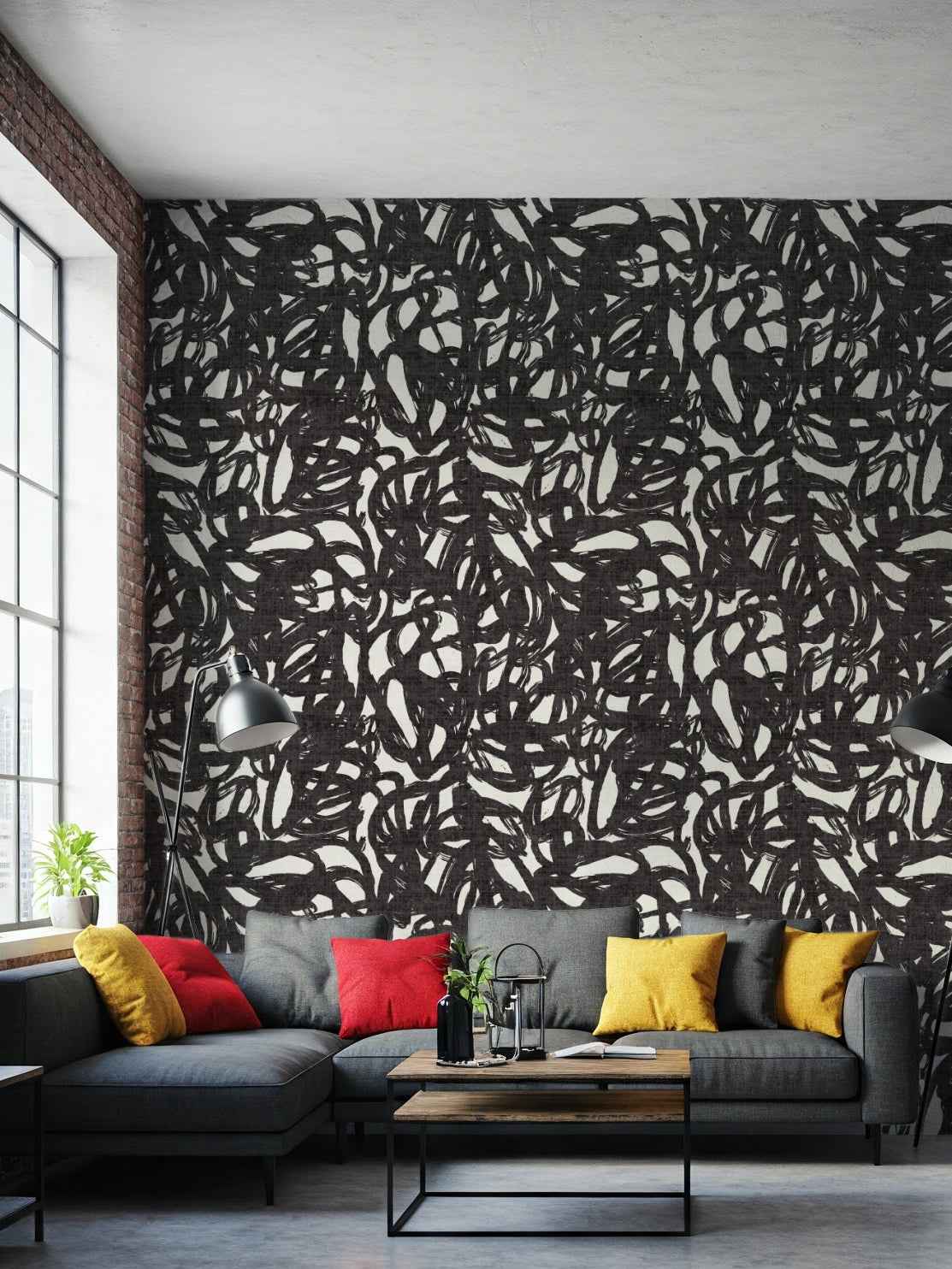 Contemporary Abstract Wallpaper: Painterly Brushstroke Mural for Statement Walls