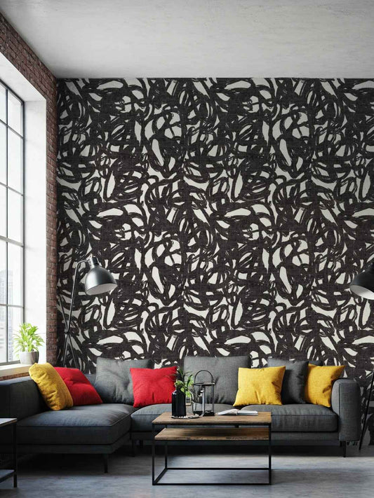 Contemporary Abstract Wallpaper: Painterly Brushstroke Mural for Statement Walls