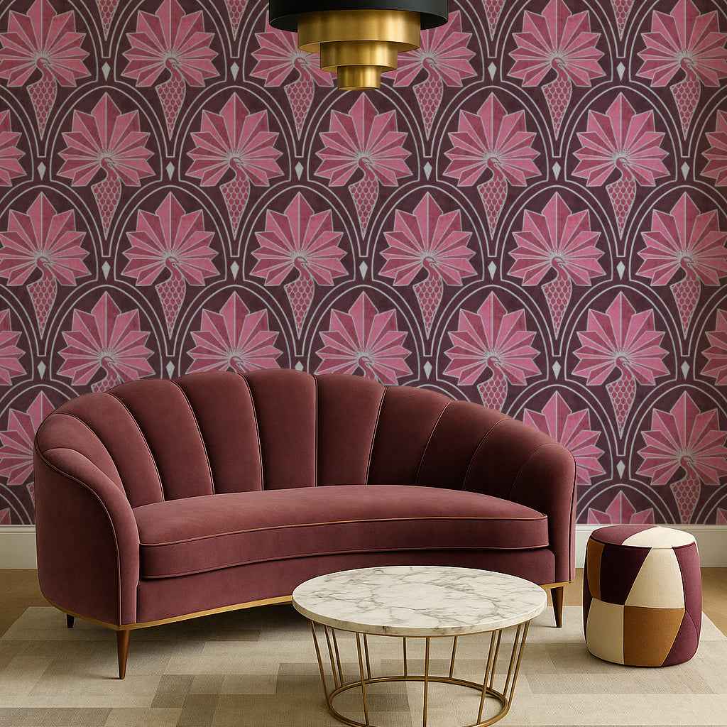 Art Deco Peacock Wallpaper: Silver Metallic Design for Glamorous Gatsby Style Statement Walls (Copy)