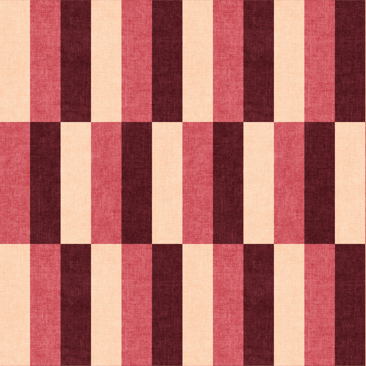 Block stripe wallpaper close up pattern detail in burgundy blush and cream