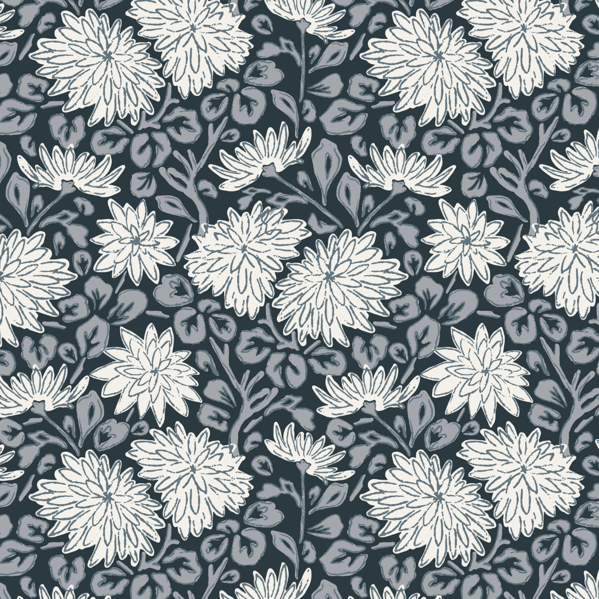 Bold Floral Wallpaper – Hand Drawn Dahlia Design for Modern Feature Walls