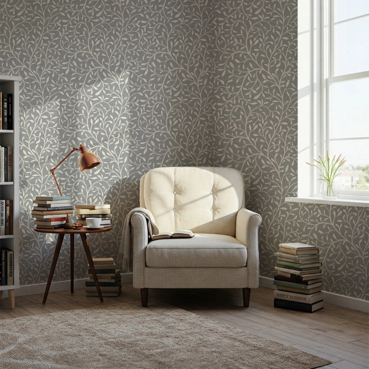 Botanical Leaf Wallpaper – Modern Foliage Design for Calm Interiors