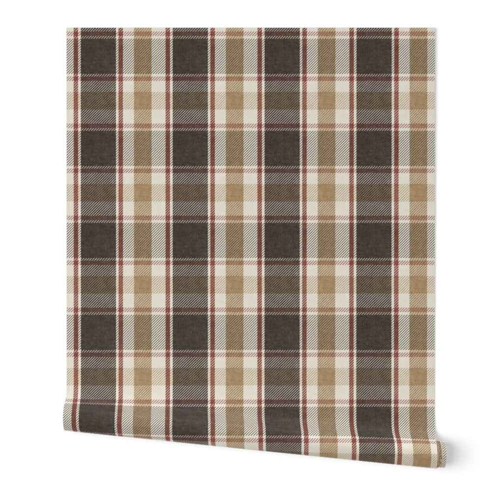 Rustic Plaid Wallpaper: Geometric Woven Check for Farmhouse Interiors