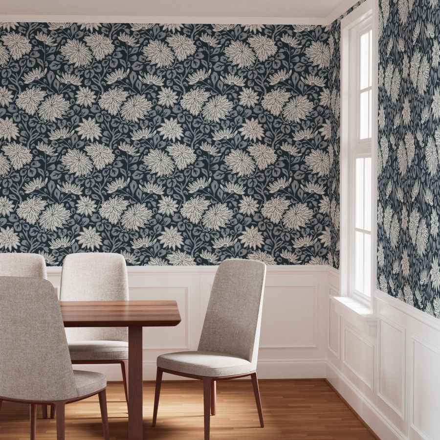 Bold Floral Wallpaper – Hand Drawn Dahlia Design for Modern Feature Walls