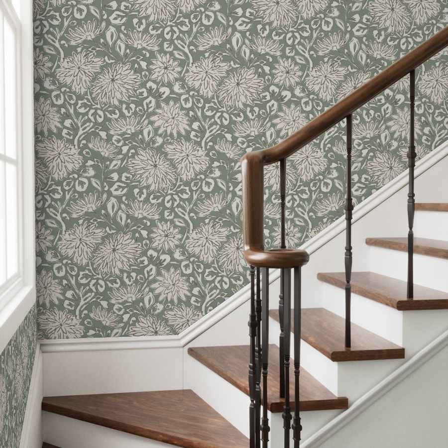 Bold Floral Wallpaper – Hand Drawn Dahlia Design for Modern Feature Walls
