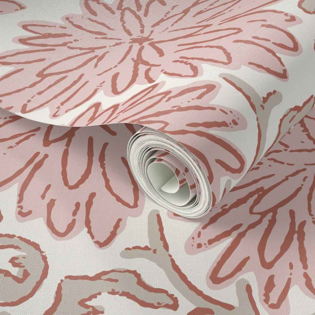 Bold Floral Wallpaper – Hand Drawn Dahlia Design for Modern Feature Walls