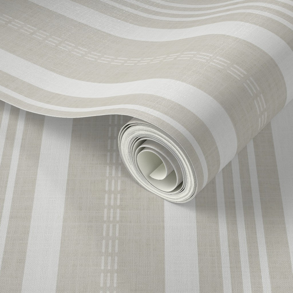 Ticking Stripe Wallpaper – Classic Vertical Stripe Design for Modern and Traditional Interiors