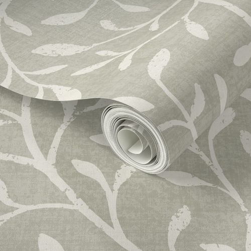 Willow Bough Branches Wallpaper: Botanical Silhouette Design in Green, Blue, Grey, Mauve or Pink