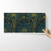 Art Deco Peacock Wallpaper: Gatsby 1920s Vintage Glam. Gold & Silver Luxe Design in Teal, Pink, Blue, Charcoal