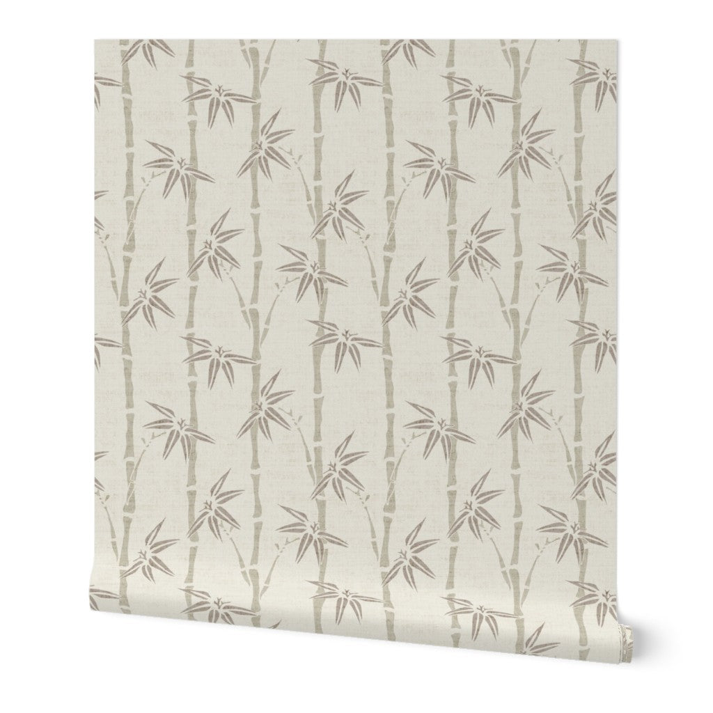 Japandi Bamboo Wallpaper – Minimalist Botanical Wallcovering in Neutral and Pastel Tones