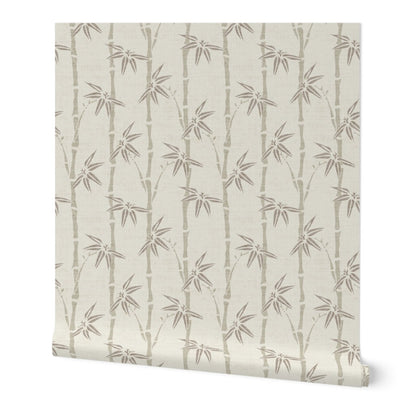 Japandi Bamboo Wallpaper – Minimalist Botanical Wallcovering in Neutral and Pastel Tones