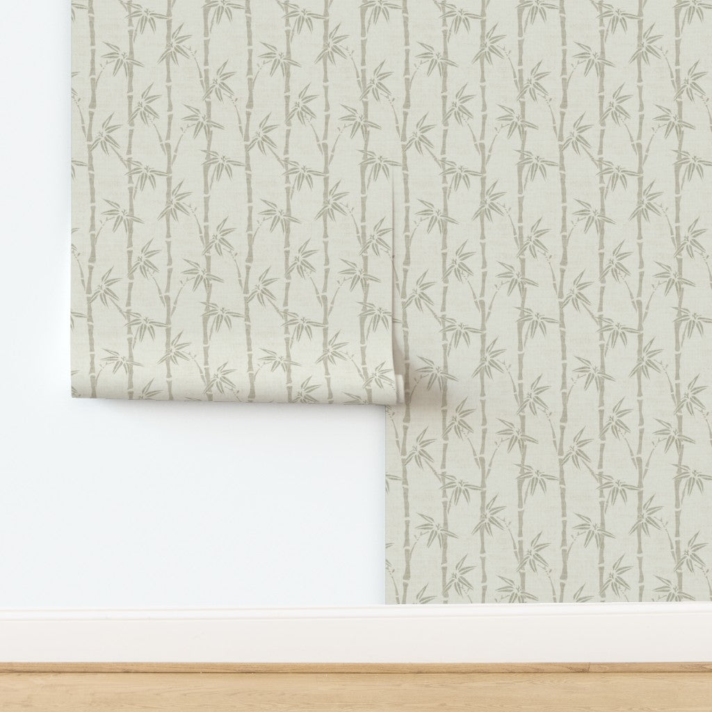 Japandi Bamboo Wallpaper – Minimalist Botanical Wallcovering in Neutral and Pastel Tones