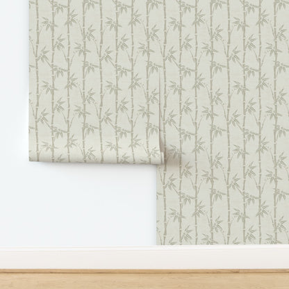 Japandi Bamboo Wallpaper – Minimalist Botanical Wallcovering in Neutral and Pastel Tones