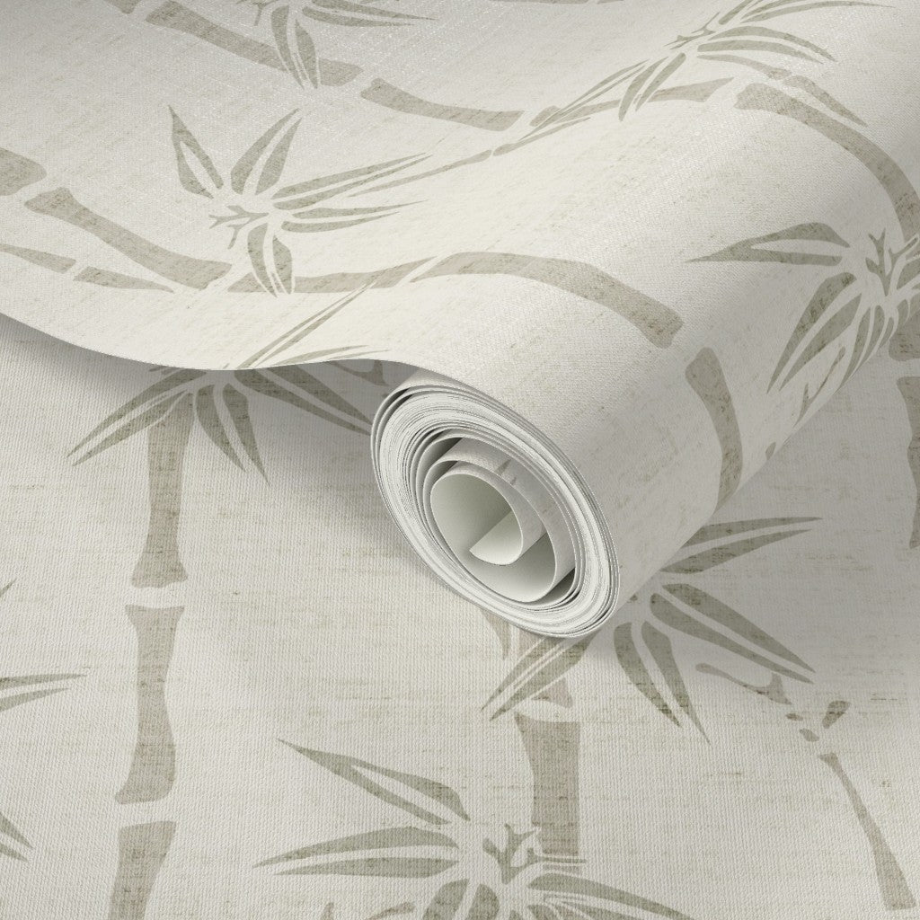 Japandi Bamboo Wallpaper – Minimalist Botanical Wallcovering in Neutral and Pastel Tones