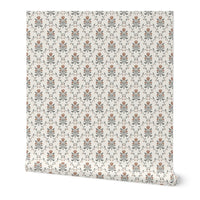 Cottagecore Floral Wallpaper - Vintage Tulip Botanical Design in Dusty Pink & Mustard