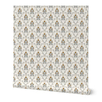 Cottagecore Floral Wallpaper - Vintage Tulip Botanical Design in Dusty Pink & Mustard