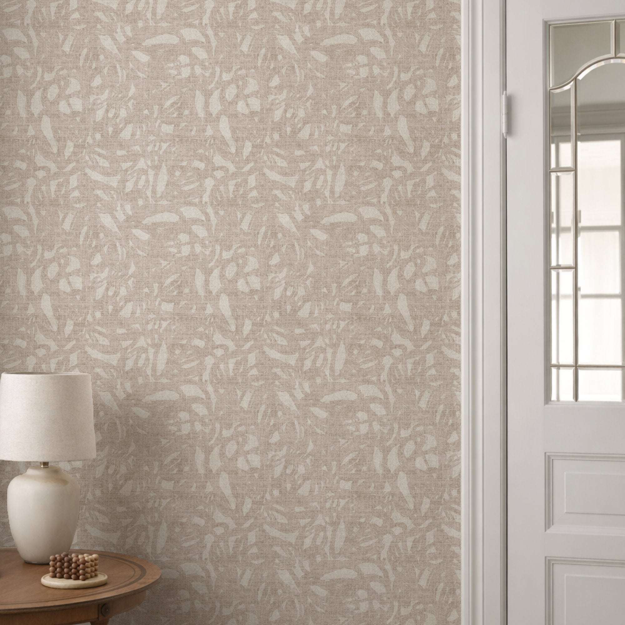 Tan abstract brushstroke wallpaper with light irregular strokes, seamless repeat