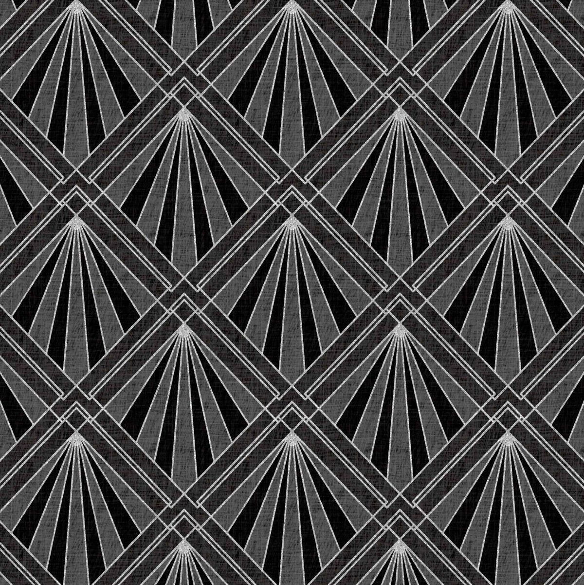 Art Deco Sunburst Diamond Wallpaper | Silver Geometric Design in Four Colours