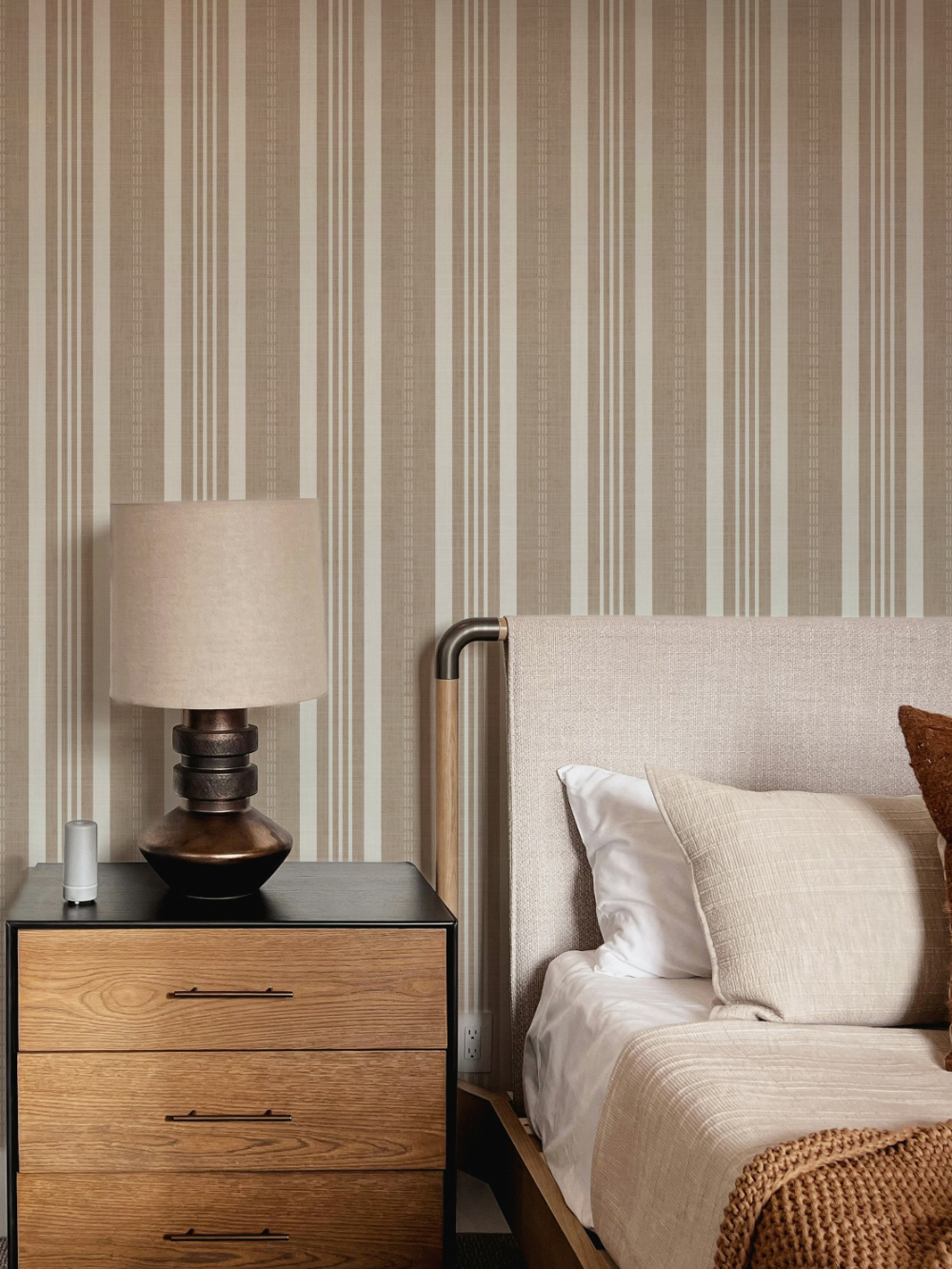 Ticking Stripe Wallpaper – Classic Vertical Stripe Design for Modern and Traditional Interiors