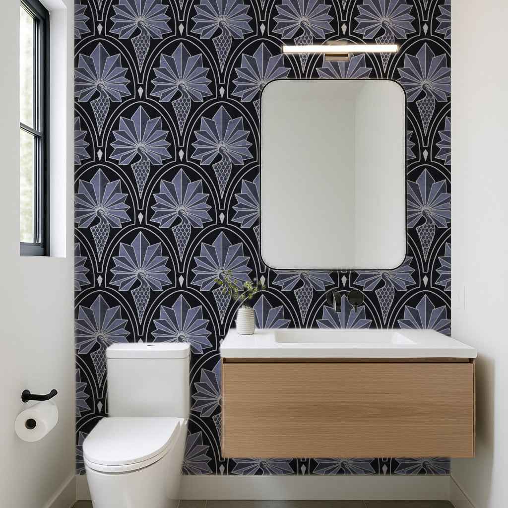 Art Deco Peacock Wallpaper: Silver Metallic Design for Glamorous Gatsby Style Statement Walls (Copy)