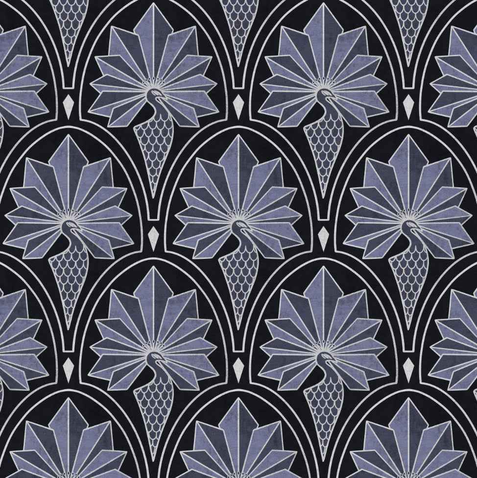 Art Deco Peacock Wallpaper: Silver Metallic Design for Glamorous Gatsby Style Statement Walls (Copy)