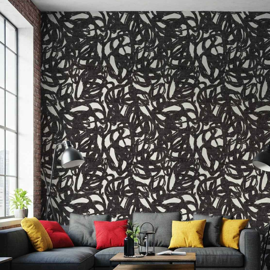 Contemporary Abstract Wallpaper: Painterly Brushstroke Mural for Statement Walls