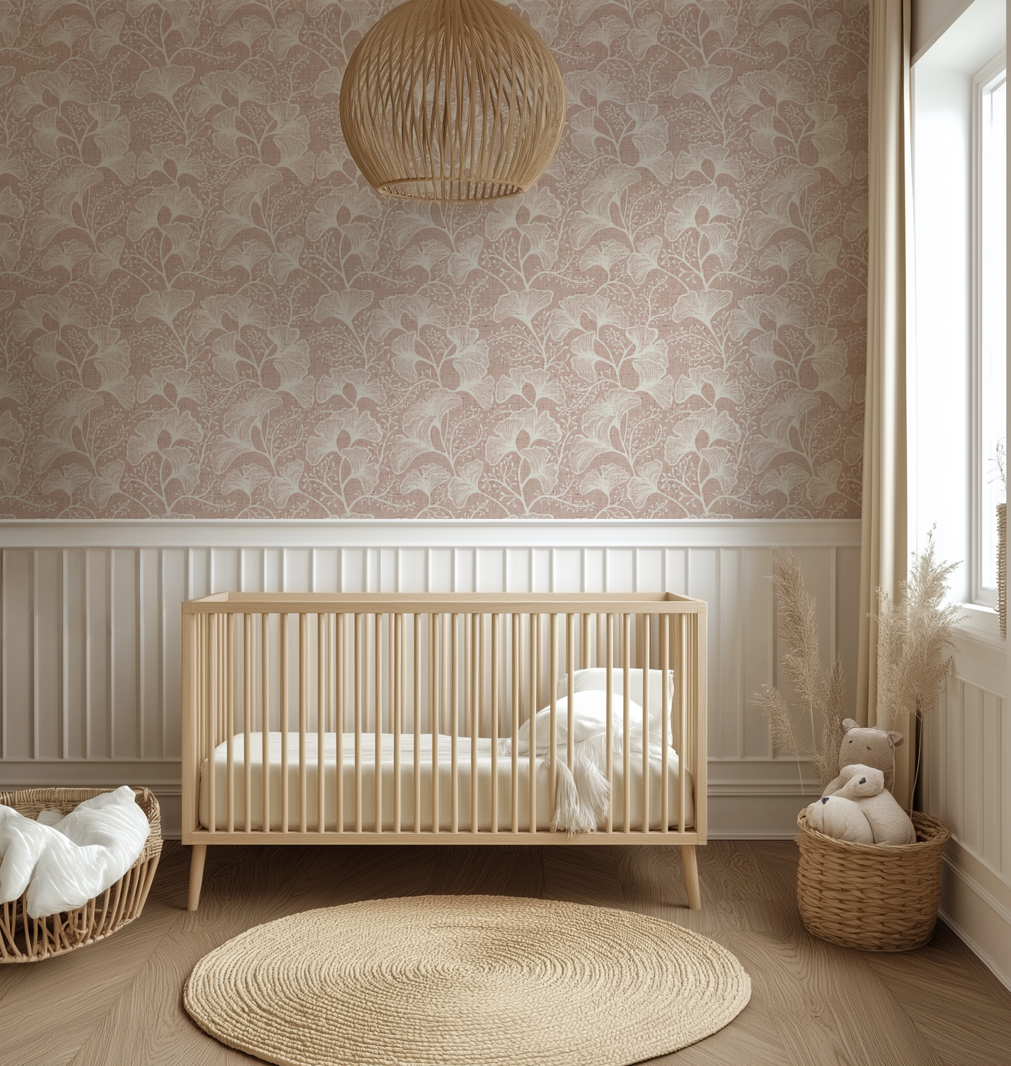 Japandi Botanical Ginkgo Leaf Wallpaper: Modern Zen Wall Mural – Peel and Stick, Removable, Traditional & Vinyl Options