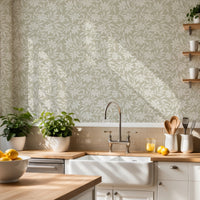 Japandi Botanical Wallpaper – Scandinavian Minimalist Floral Design