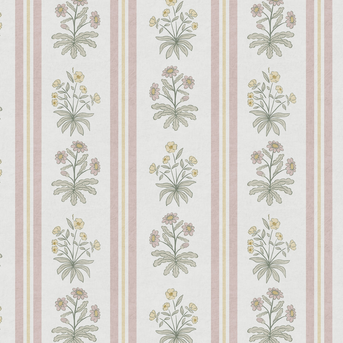 Pink and yellow floral striped wallpaper pattern close-up