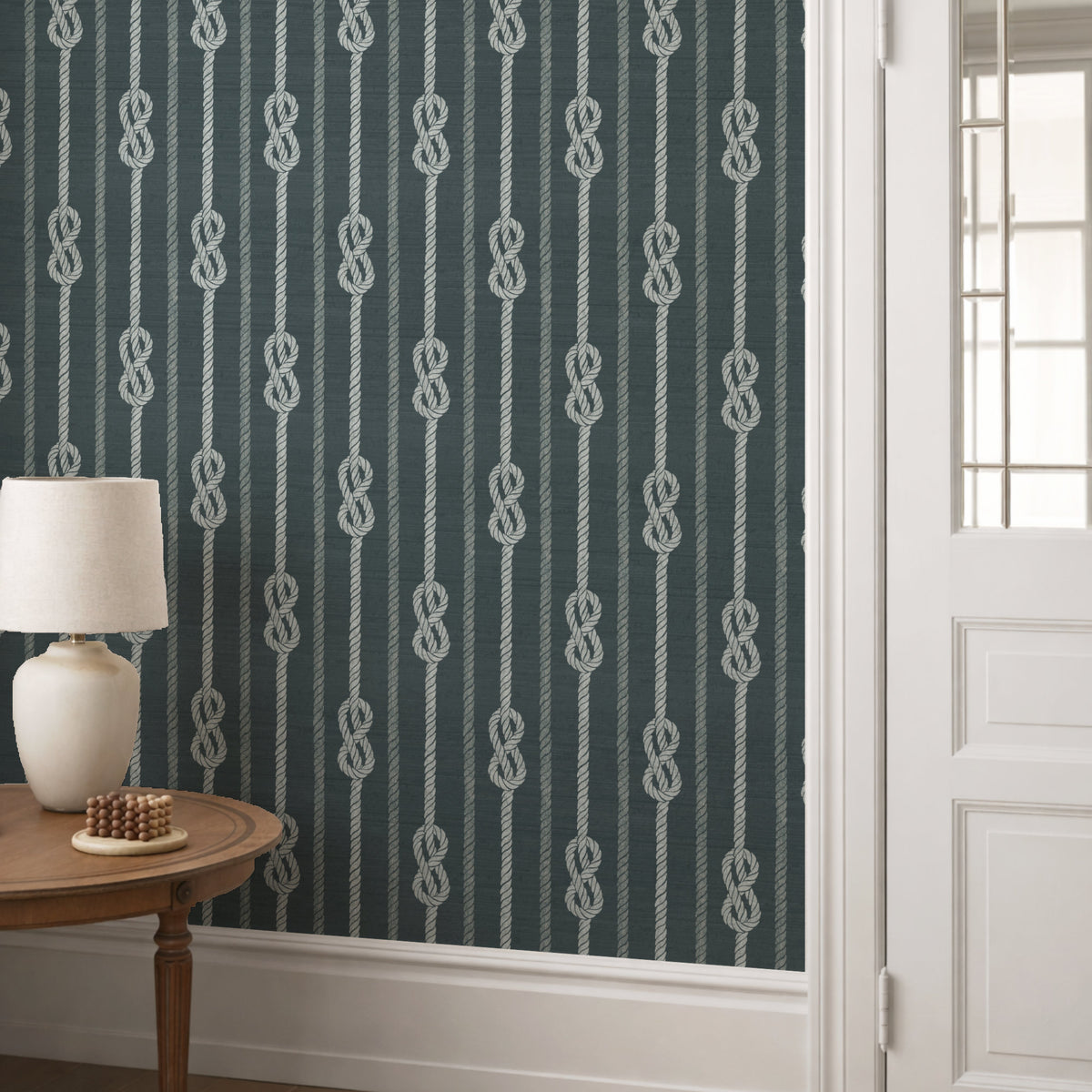 Nautical Knot Wallpaper: Rope and Stripe Pattern for Coastal Interiors