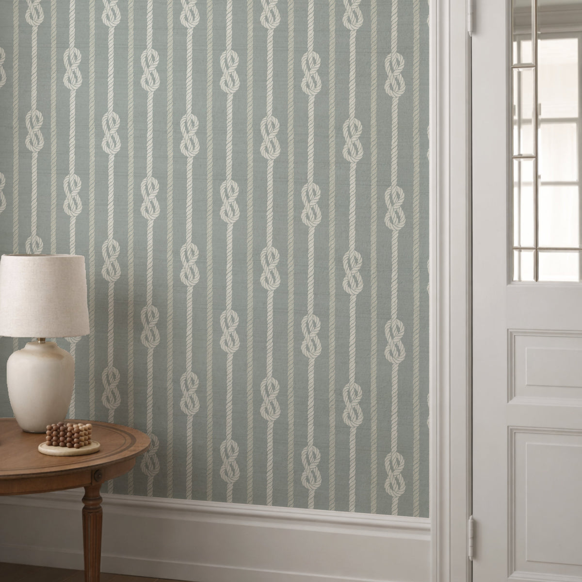 Nautical Knot Wallpaper: Rope and Stripe Pattern for Coastal Interiors