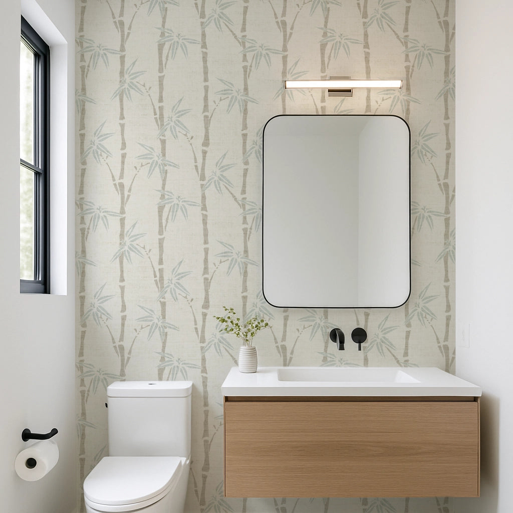 Japandi Bamboo Wallpaper: Minimalist Botanical Design for Calm, Modern Spaces