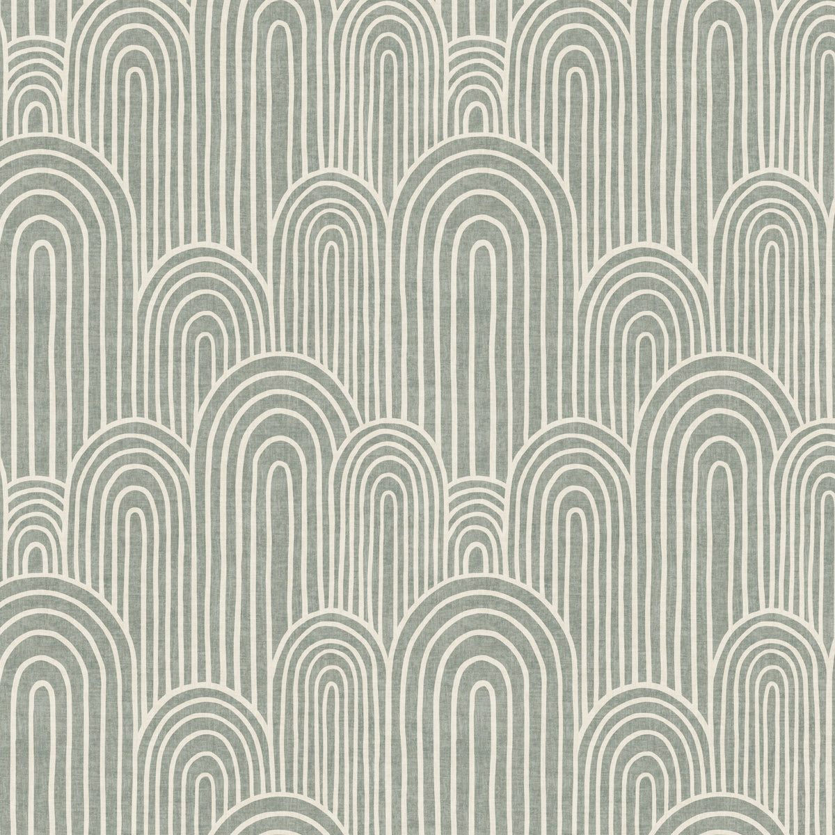 Close-up of sage green Scandinavian arches wallpaper pattern