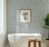 Block Print Floral Wallpaper: Classic Vintage Botanical Farmhouse Pattern