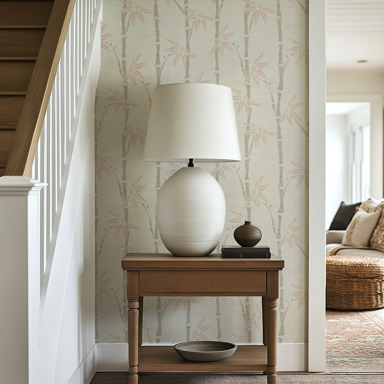 Japandi Bamboo Wallpaper: Minimalist Botanical Design for Calm, Modern Spaces
