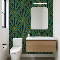 Art Deco Sunburst Diamond Wallpaper | Gold Geometric Design in Four Colours