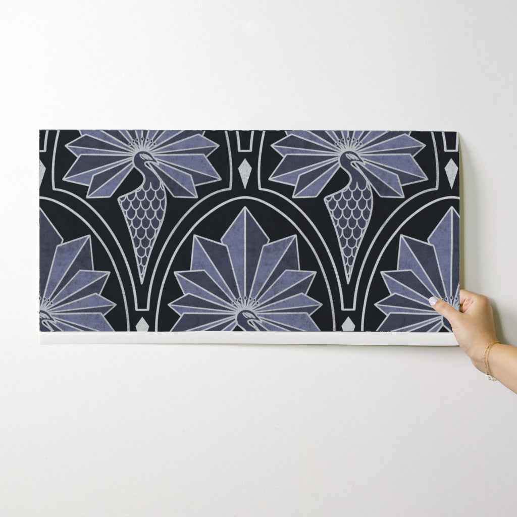 Art Deco Peacock Wallpaper: Silver Metallic Design for Glamorous Gatsby Style Statement Walls (Copy)