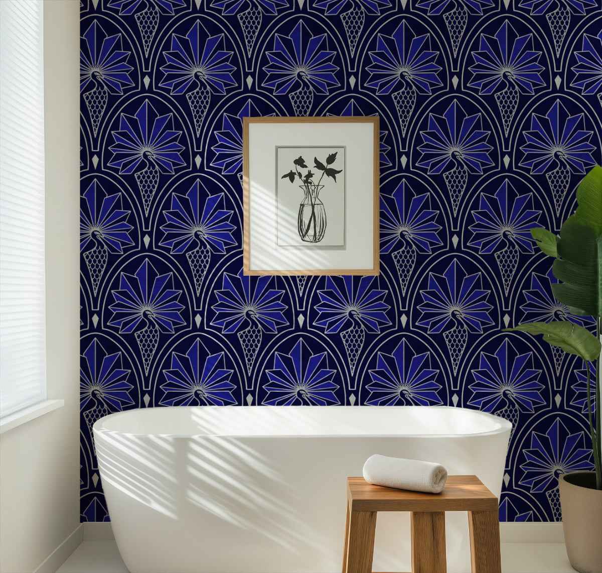 Art Deco Peacock Wallpaper: Silver Metallic Design for Glamorous Gatsby Style Statement Walls (Copy)