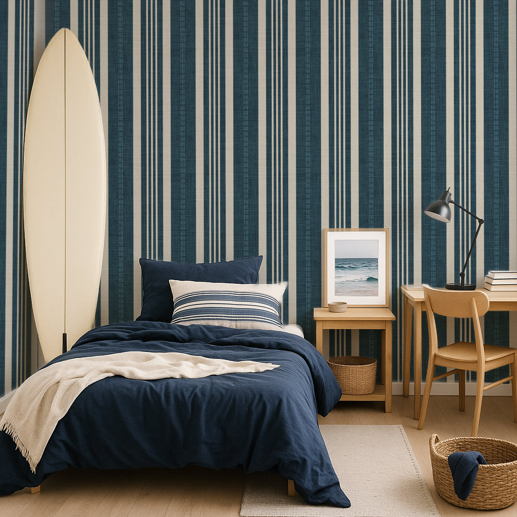 Ticking Stripe Wallpaper | Classic Vertical Stripe Design for Modern and Traditional Interiors