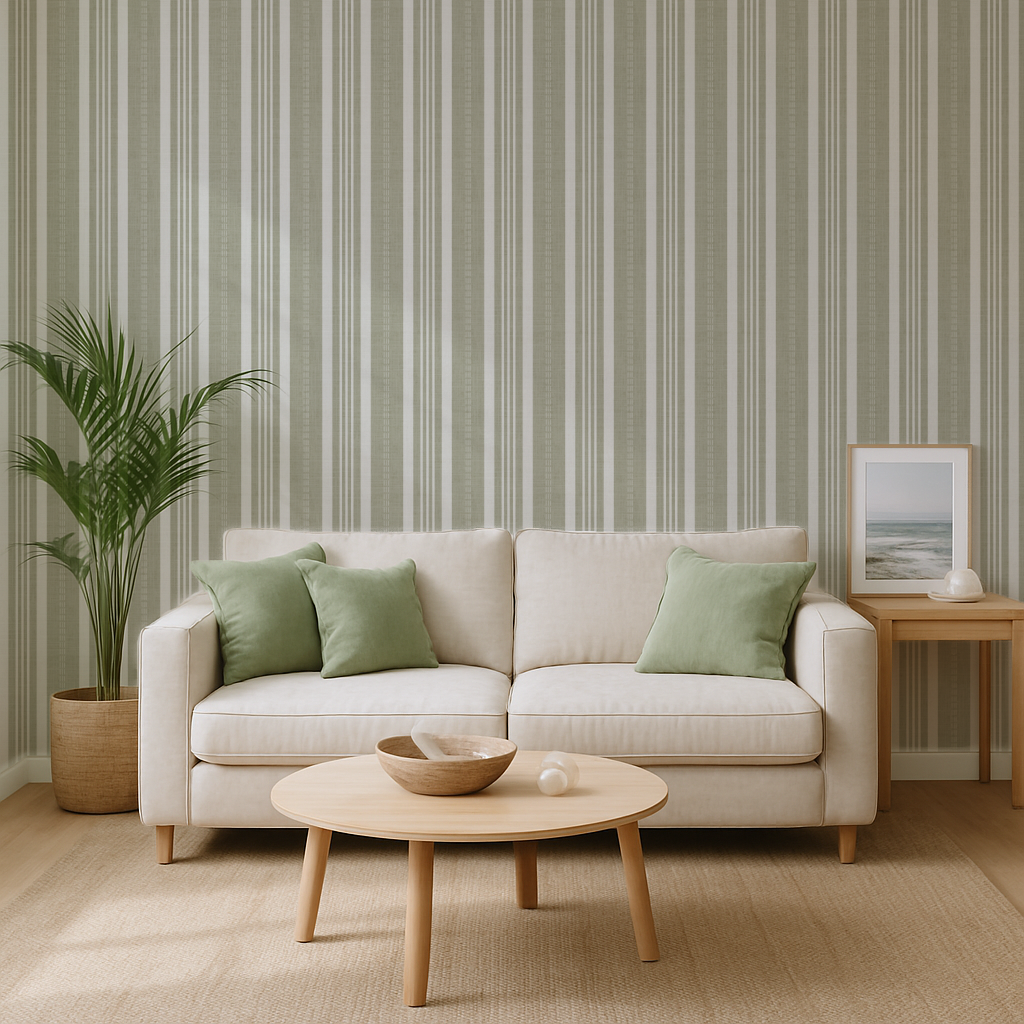 Ticking Stripe Wallpaper | Classic Vertical Stripe Design for Modern and Traditional Interiors