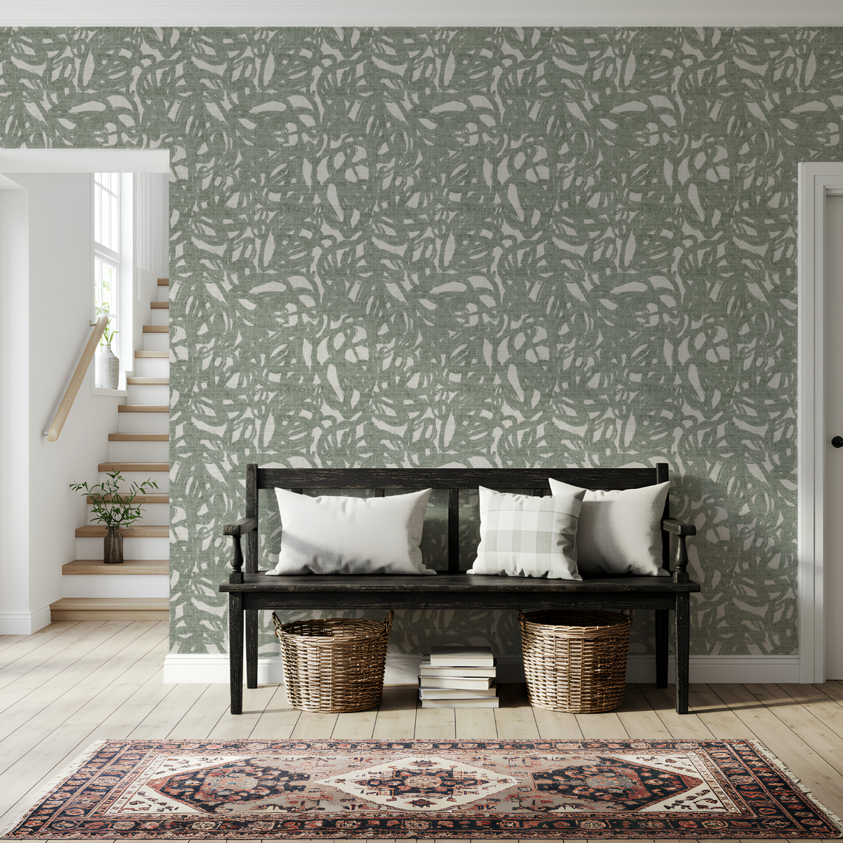 Contemporary Abstract Wallpaper – Brushstroke Mural for Modern Interiors