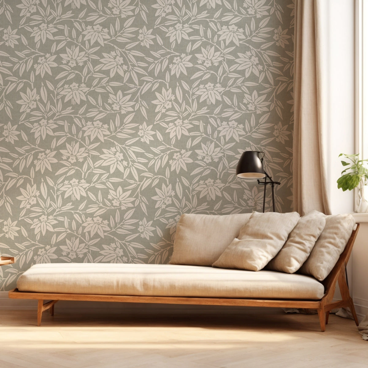 Japandi Botanical Wallpaper – Scandinavian Minimalist Floral Design