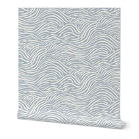 Coastal Waves Wallpaper in Blue: Minimalist Ocean-Inspired Design for Modern Interiors