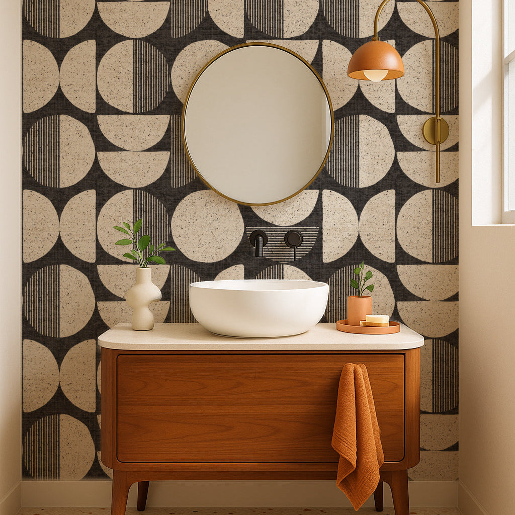 Mid-Century Modern Geometric Wallpaper - Retro 1950s Circle Design