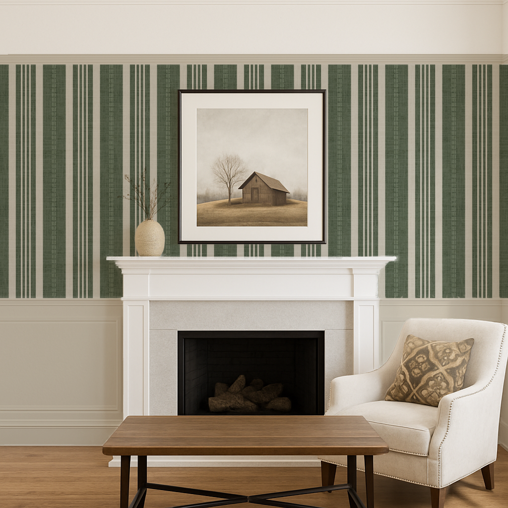 Ticking Stripe Wallpaper – Classic Vertical Stripe Design for Modern and Traditional Interiors
